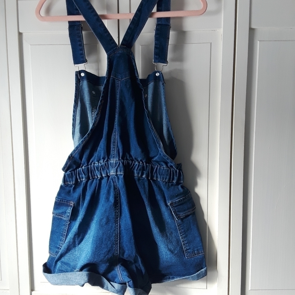 Shortall Jean Cargo Short Overalls Size Large Juniors - Picture 6 of 7